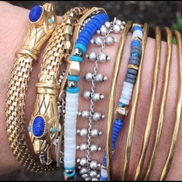Stella & Dot | Retired⚜️🧞‍♂️Gold & Colbalt Cobra Coil Bracelet - Picture 2 of 6